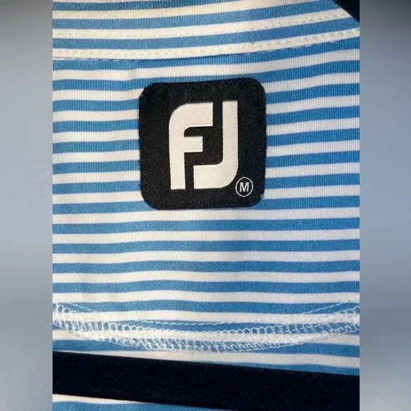 Footjoy blue stripe collar lightweight casual athletic short sleeve golf shirt M - Picture 4 of 6